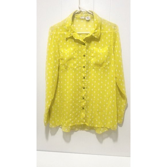 Mudd Sheer Button Shirt Womens Medium Polka Dot Size M - Picture 1 of 6